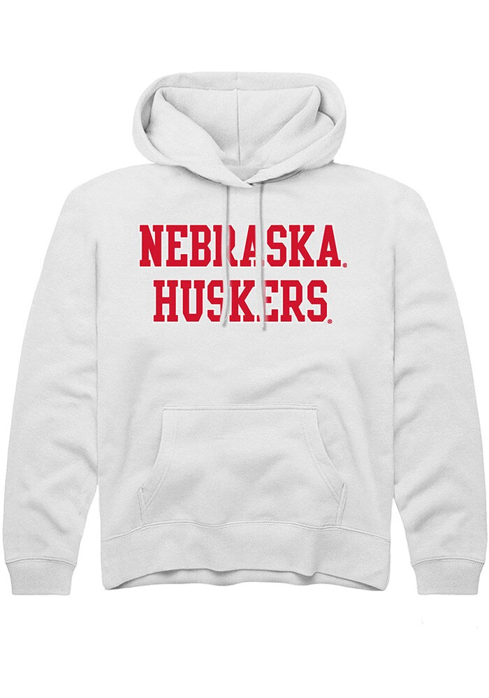 Nebraska Cornhuskers Youth White Straight Block Long Sleeve Hoodie