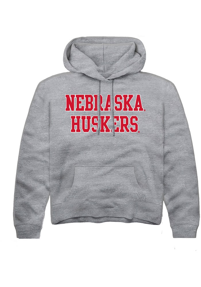 Nebraska Cornhuskers Youth Grey Straight Block Long Sleeve Hoodie