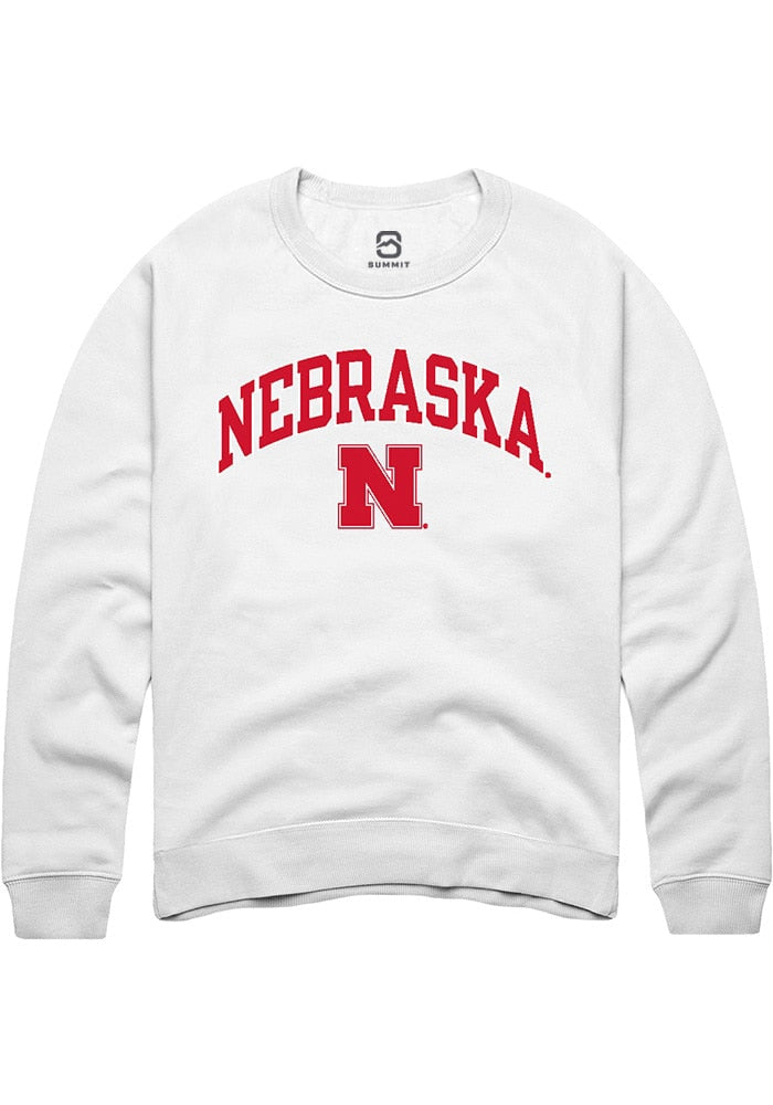Nebraska Cornhuskers Mens White Arch Logo Long Sleeve Crew Sweatshirt