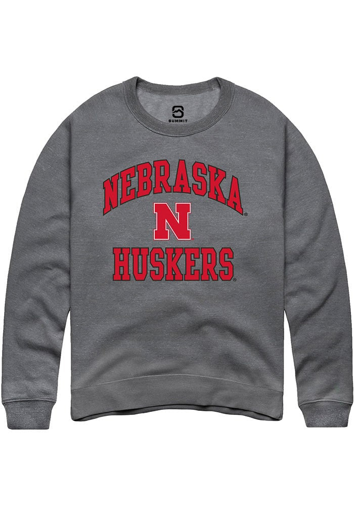 Nebraska Cornhuskers Mens Grey Number 1 Neutral Long Sleeve Crew Sweatshirt