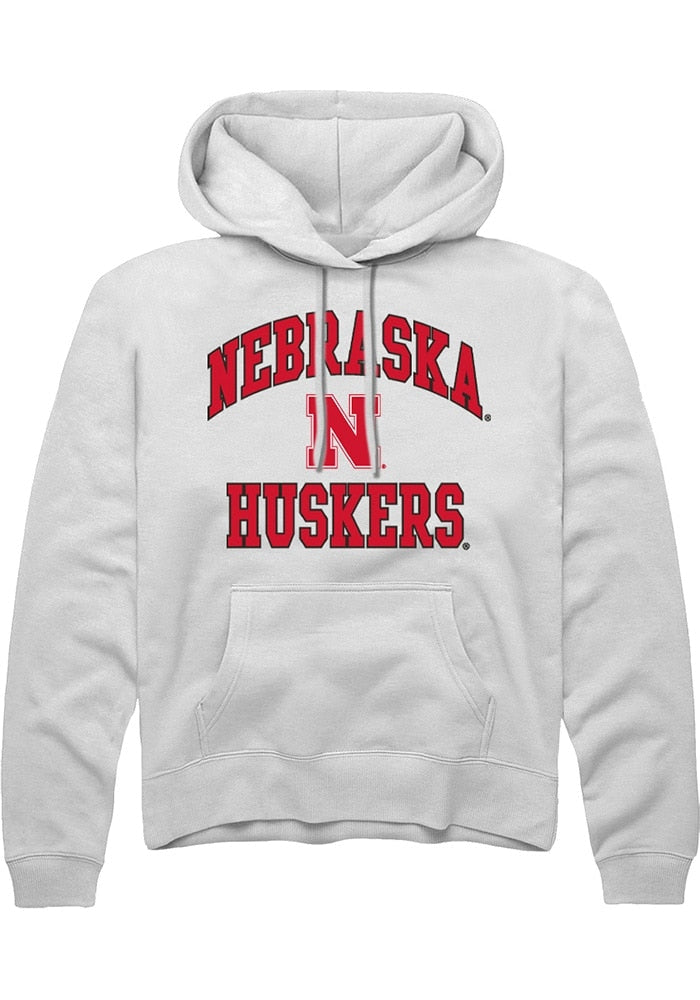 Nebraska Cornhuskers Mens White Number 1 Neutral Long Sleeve Hoodie