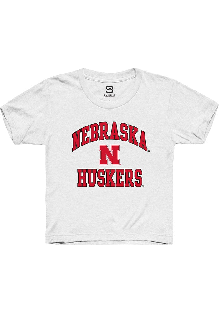 Nebraska Cornhuskers Youth White Number 1 Neutral Short Sleeve T-Shirt