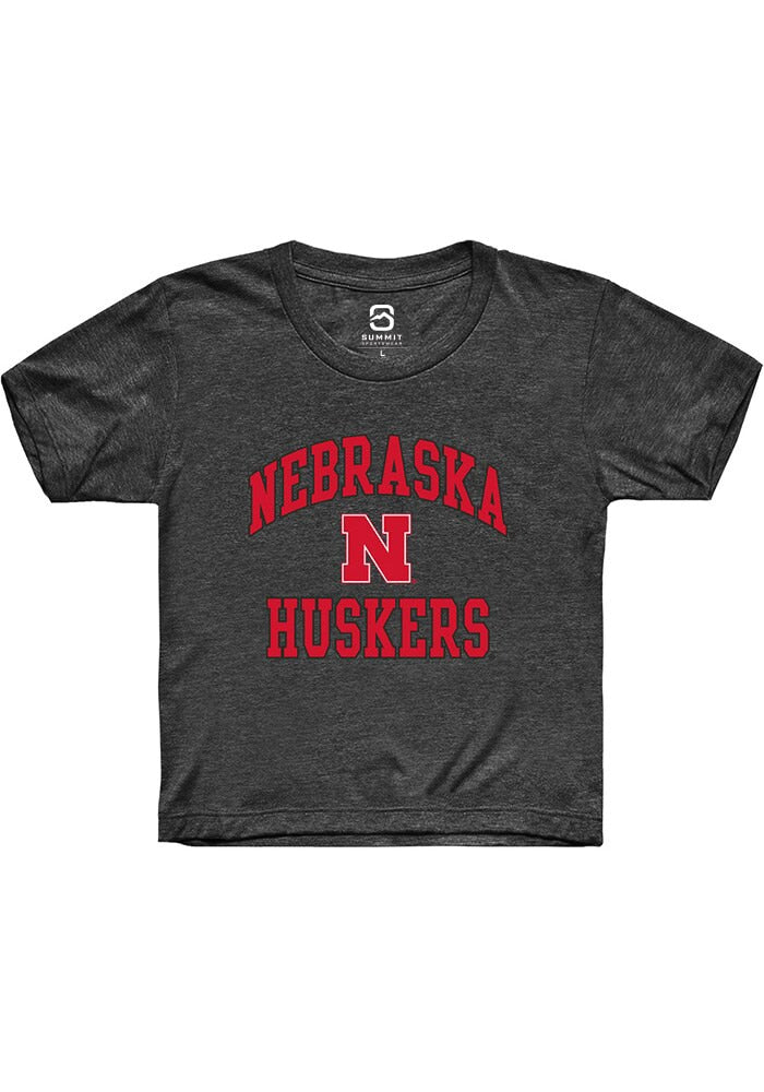 Nebraska Cornhuskers Youth Charcoal Number 1 Neutral Short Sleeve T-Shirt