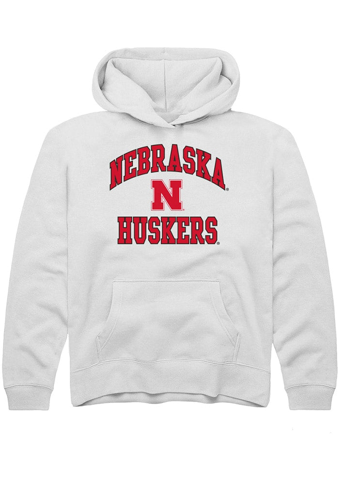 Nebraska Cornhuskers Youth White Number 1 Neutral Long Sleeve Hoodie