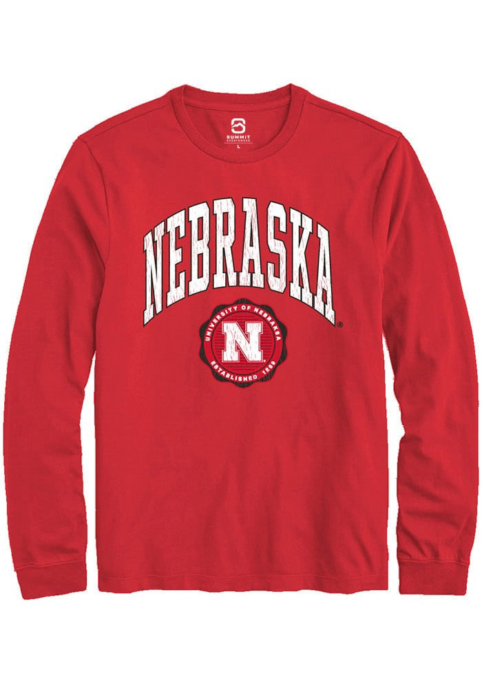 Nebraska Cornhuskers Red Arch Seal Long Sleeve T-Shirt