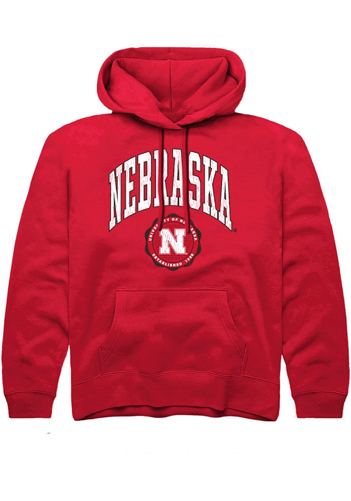 Nebraska Cornhuskers Youth Red Arch Seal Long Sleeve Hoodie