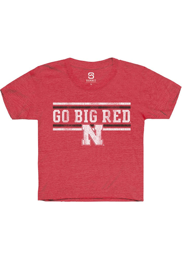 Nebraska Cornhuskers Youth Red Chant Bars Short Sleeve T-Shirt