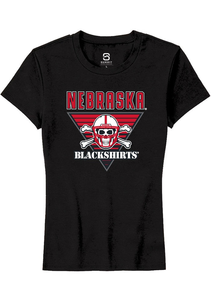 Nebraska Cornhuskers Womens Black Triangle Blackshirts Short Sleeve T-Shirt