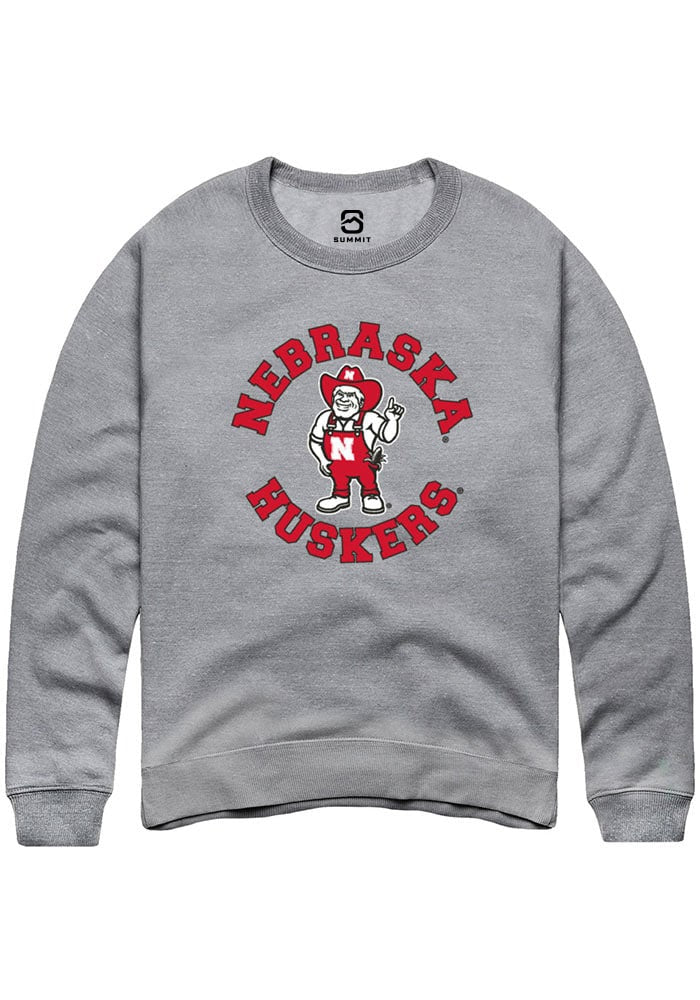 Nebraska Cornhuskers Mens Grey Circle Long Sleeve Crew Sweatshirt