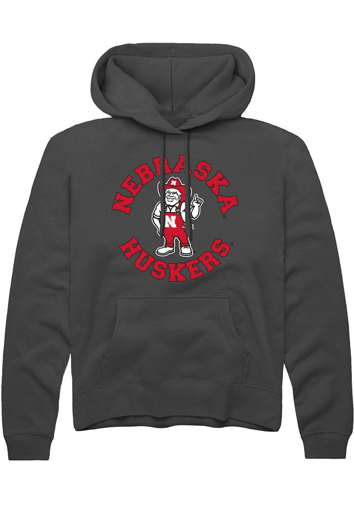 Nebraska Cornhuskers Mens Charcoal Circle Long Sleeve Hoodie