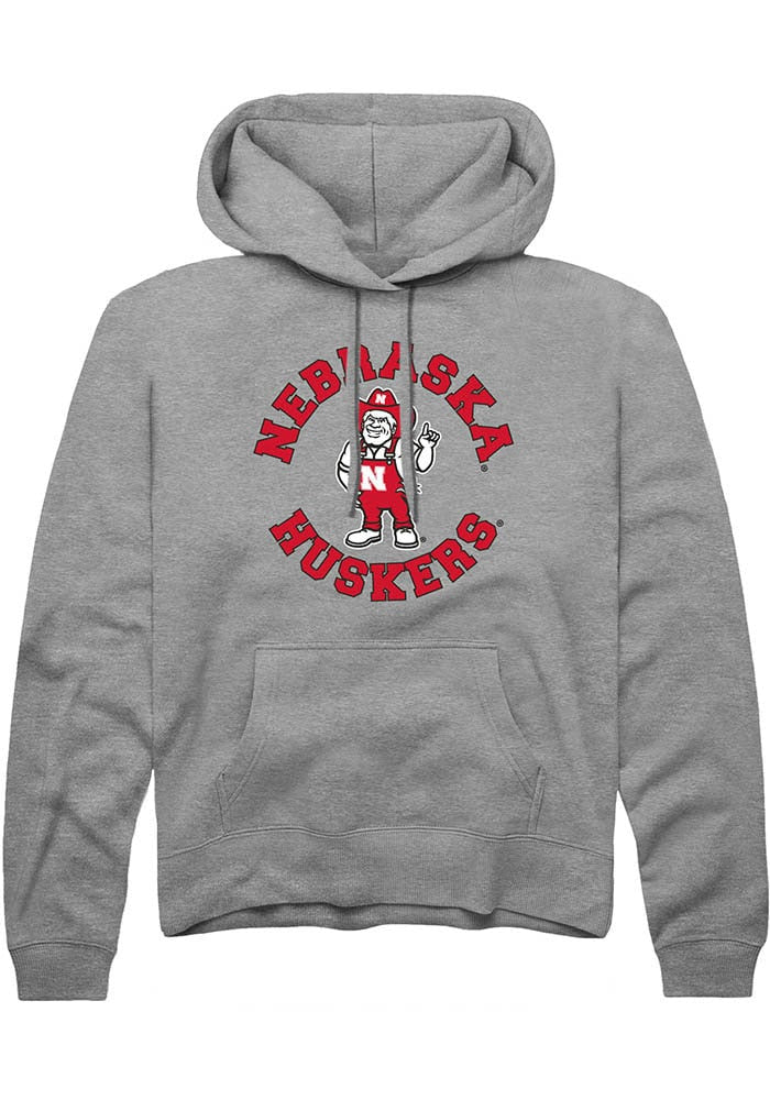 Nebraska Cornhuskers Mens Grey Circle Long Sleeve Hoodie