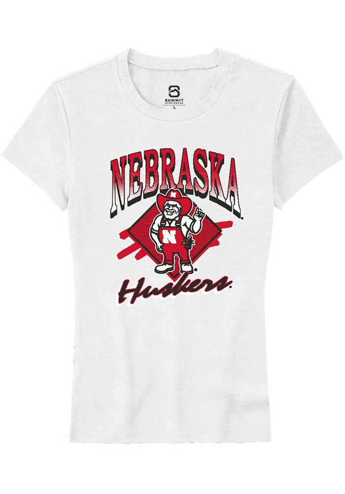 Nebraska Cornhuskers Womens White 90s Short Sleeve T-Shirt