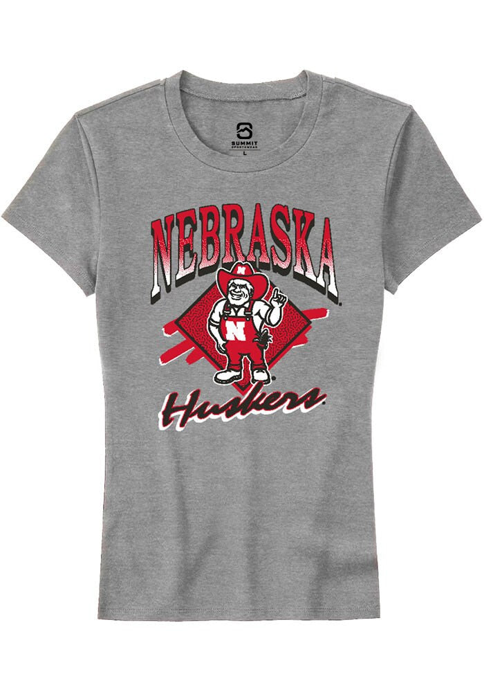Nebraska Cornhuskers Womens Grey 90s Short Sleeve T-Shirt