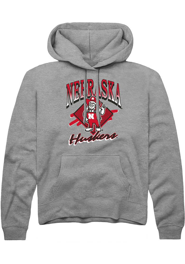 Nebraska Cornhuskers Youth Grey 90s Long Sleeve Hoodie