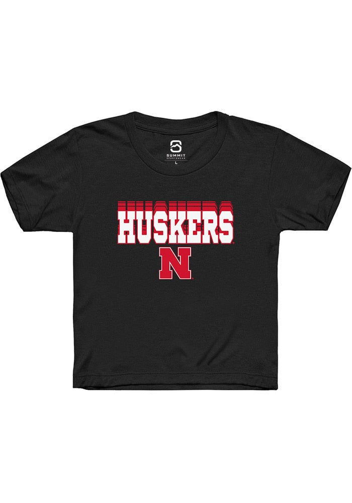 Nebraska Cornhuskers Youth Black Repeat Short Sleeve T-Shirt