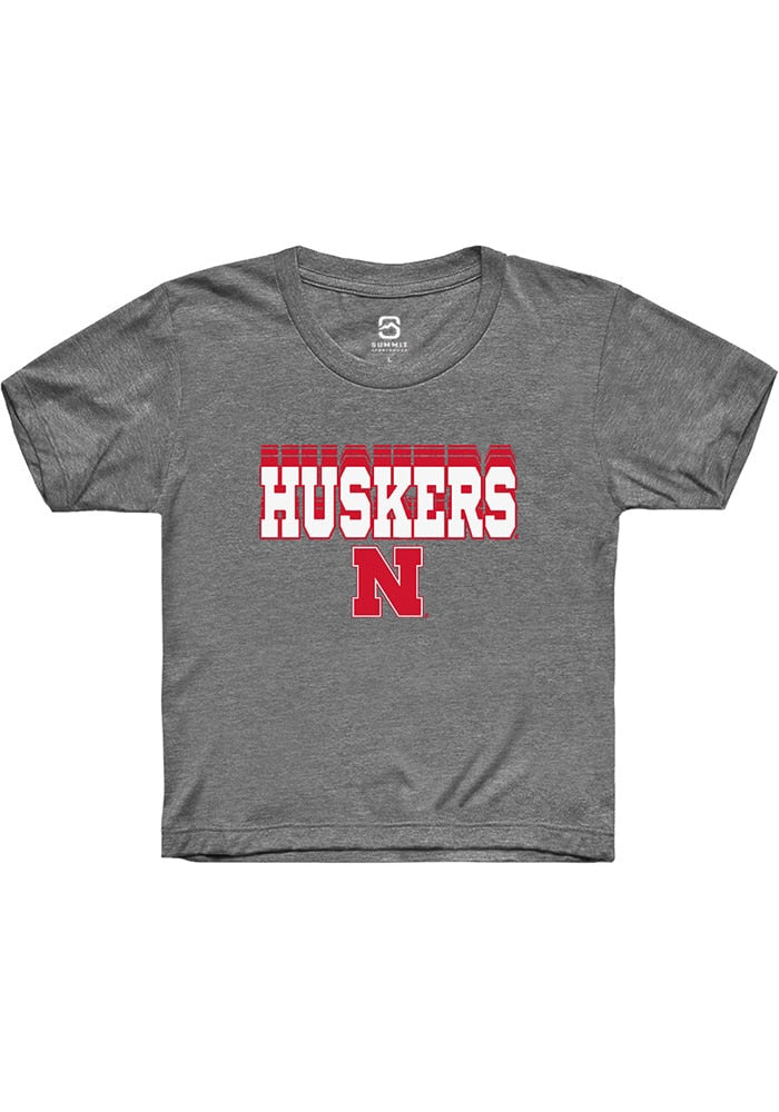 Nebraska Cornhuskers Youth Grey Repeat Short Sleeve T-Shirt