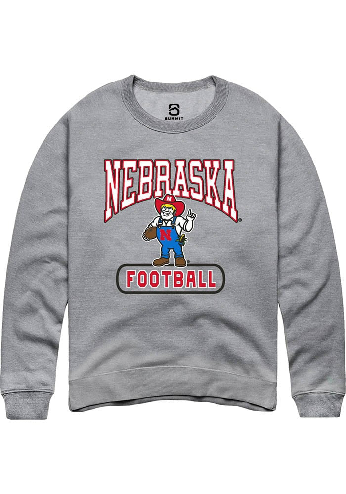Nebraska Cornhuskers Mens Grey Herbie Pill Long Sleeve Crew Sweatshirt