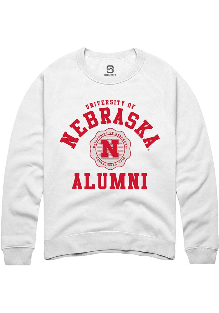 Nebraska Cornhuskers Mens White Alumni Arch Long Sleeve Crew Sweatshirt
