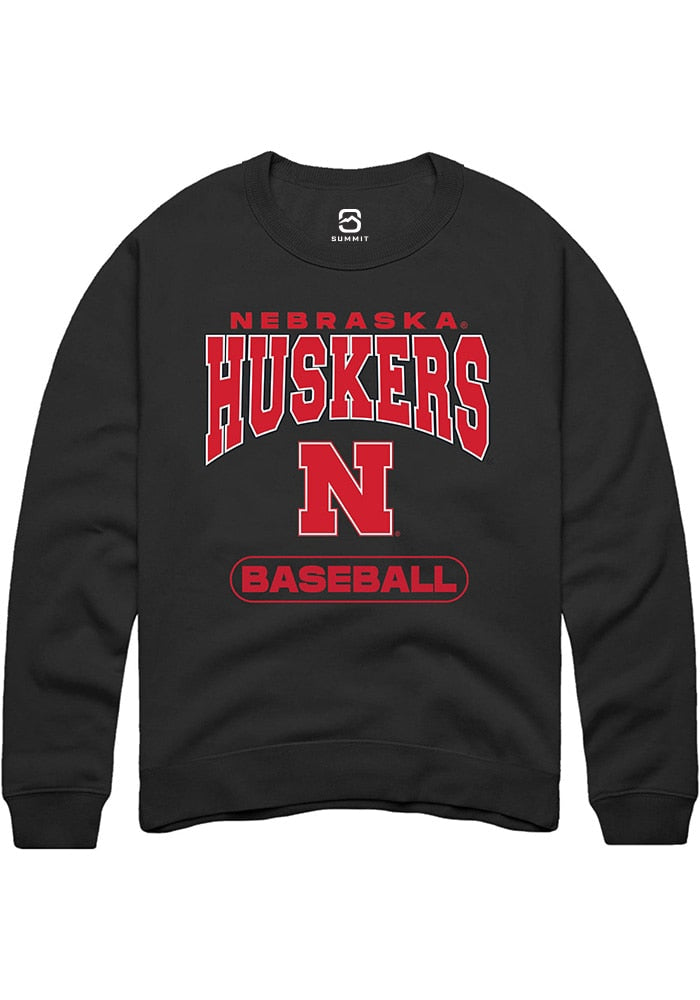 Nebraska Cornhuskers Mens Black Baseball Long Sleeve Crew Sweatshirt