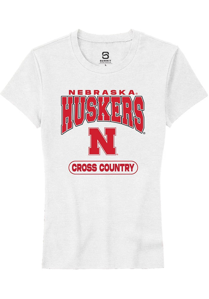 Nebraska Cornhuskers Womens White Cross Country Short Sleeve T-Shirt