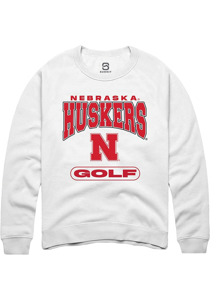 Nebraska Cornhuskers Mens White Golf Long Sleeve Crew Sweatshirt