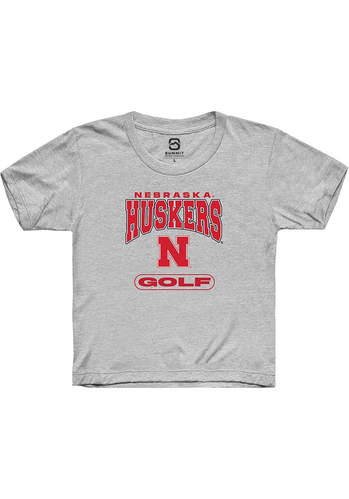 Nebraska Cornhuskers Youth Grey Golf Short Sleeve T-Shirt