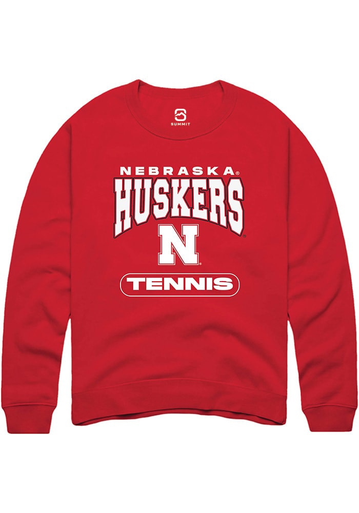 Nebraska Cornhuskers Mens Red Tennis Long Sleeve Crew Sweatshirt
