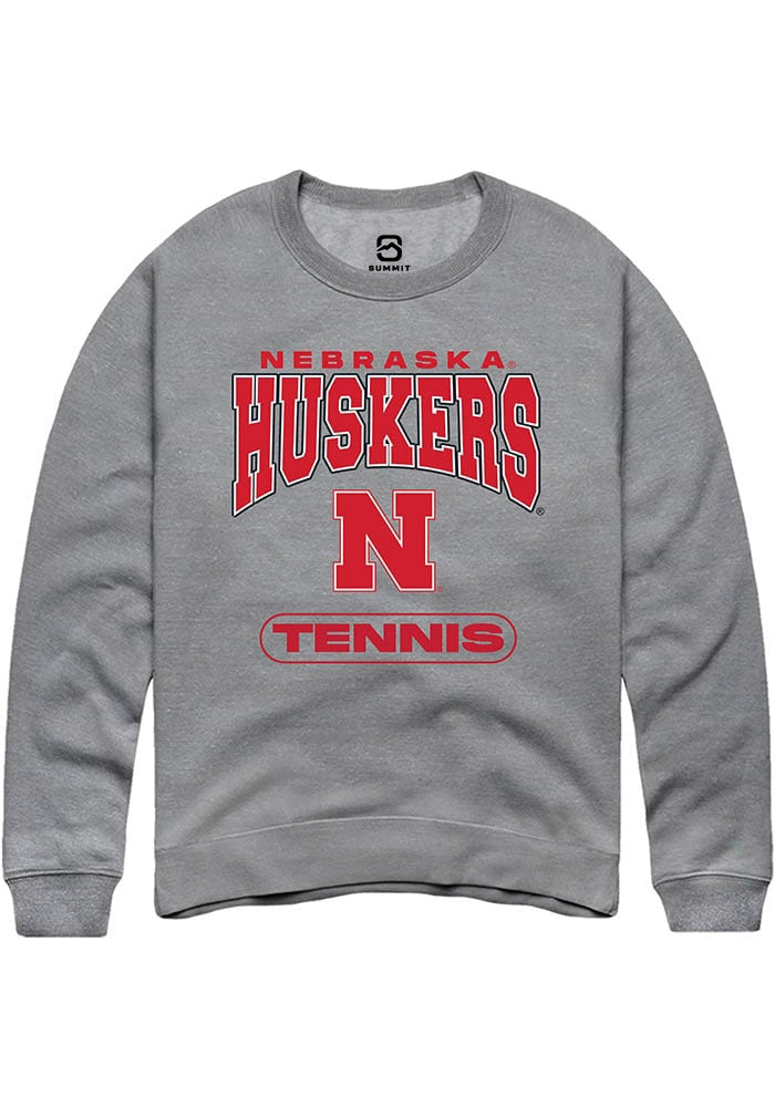 Nebraska Cornhuskers Mens Grey Tennis Long Sleeve Crew Sweatshirt