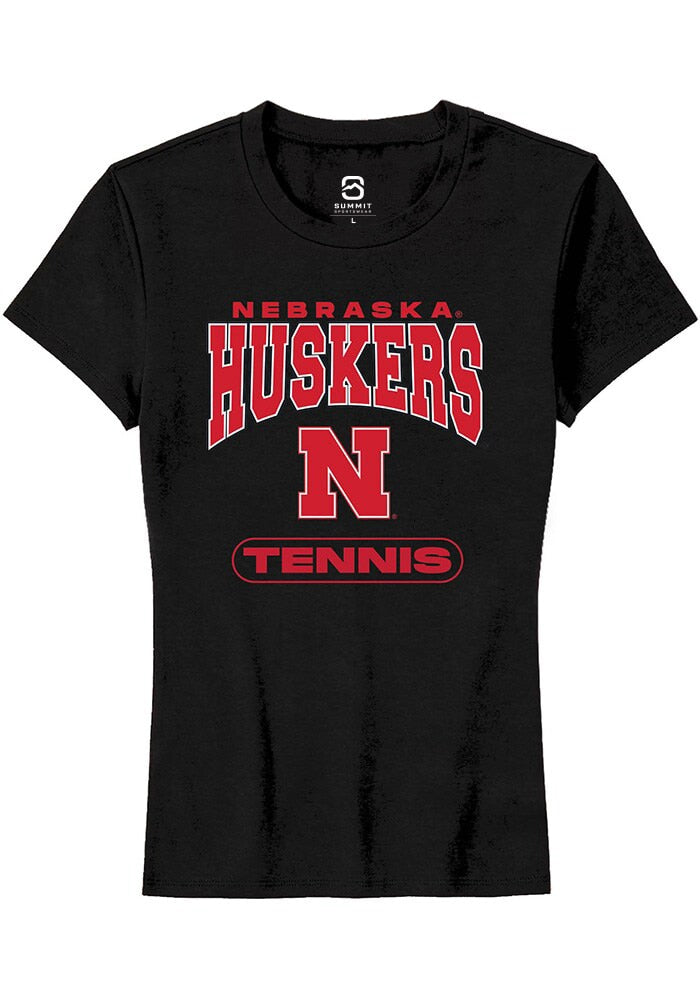 Nebraska Cornhuskers Womens Black Tennis Short Sleeve T-Shirt