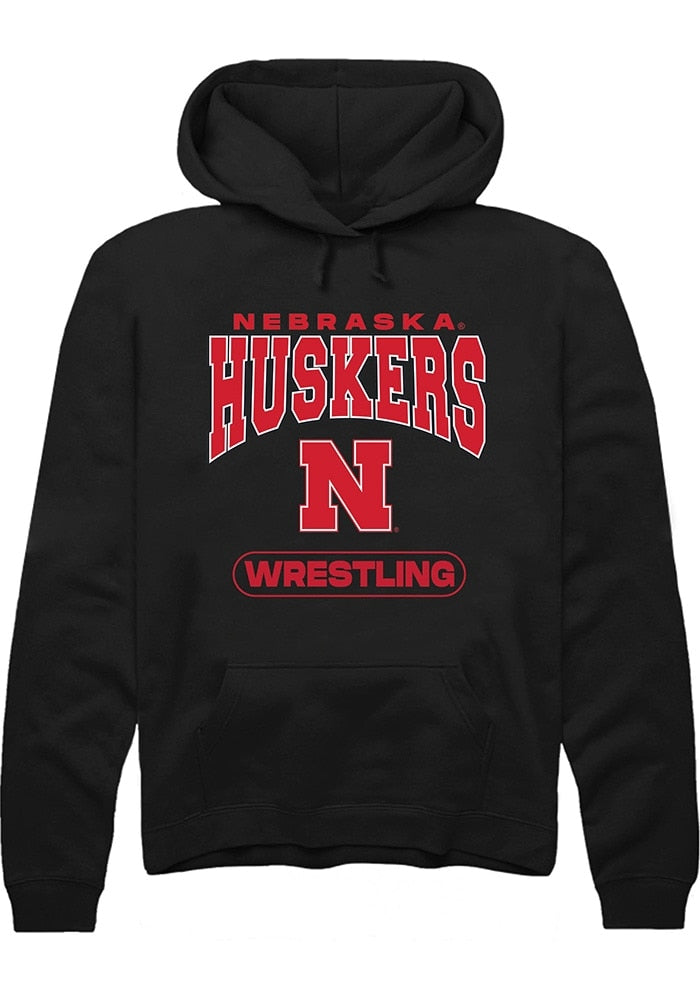 Nebraska Cornhuskers Mens Black Wrestling Long Sleeve Hoodie