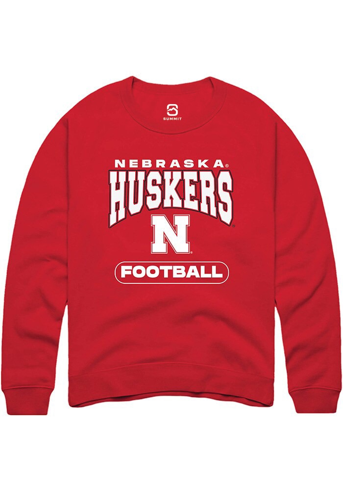 Nebraska Cornhuskers Mens Red Football Long Sleeve Crew Sweatshirt