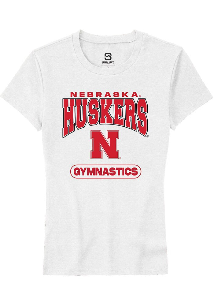 Nebraska Cornhuskers Womens White Gymnastics Short Sleeve T-Shirt