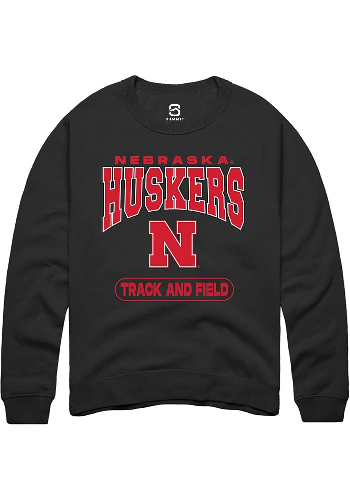 Nebraska Cornhuskers Mens Black Track and Field Long Sleeve Crew Sweatshirt