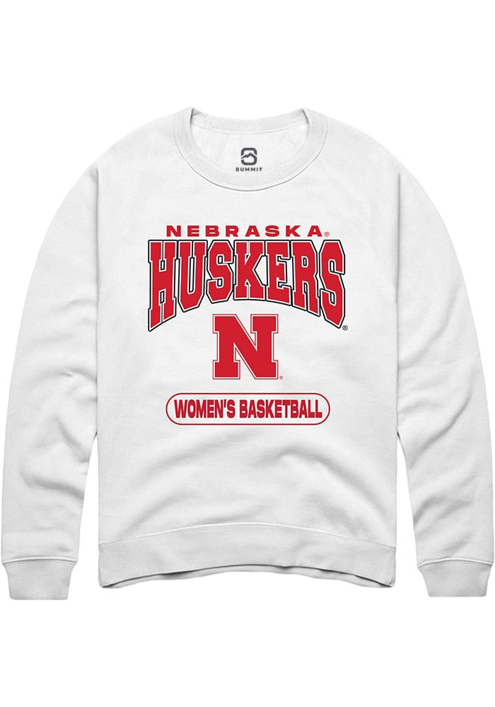 Nebraska Cornhuskers Mens White Womens Basketball Long Sleeve Crew Sweatshirt
