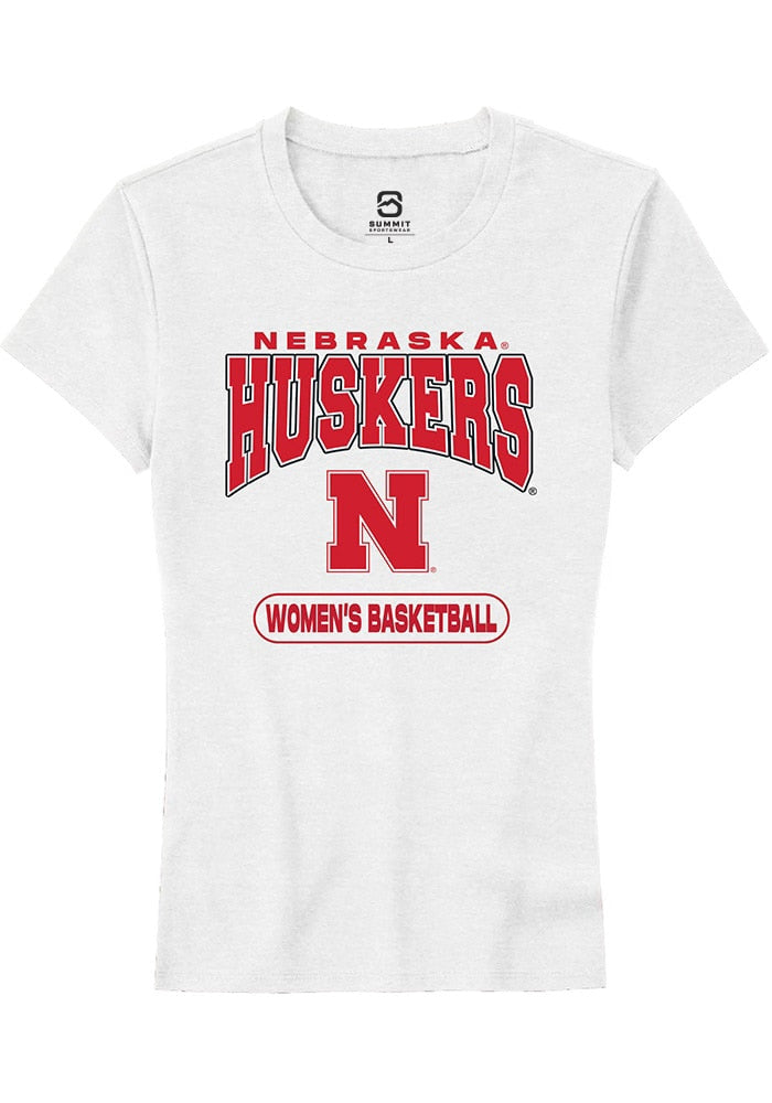 Nebraska Cornhuskers Womens White Womens Basketball Short Sleeve T-Shirt