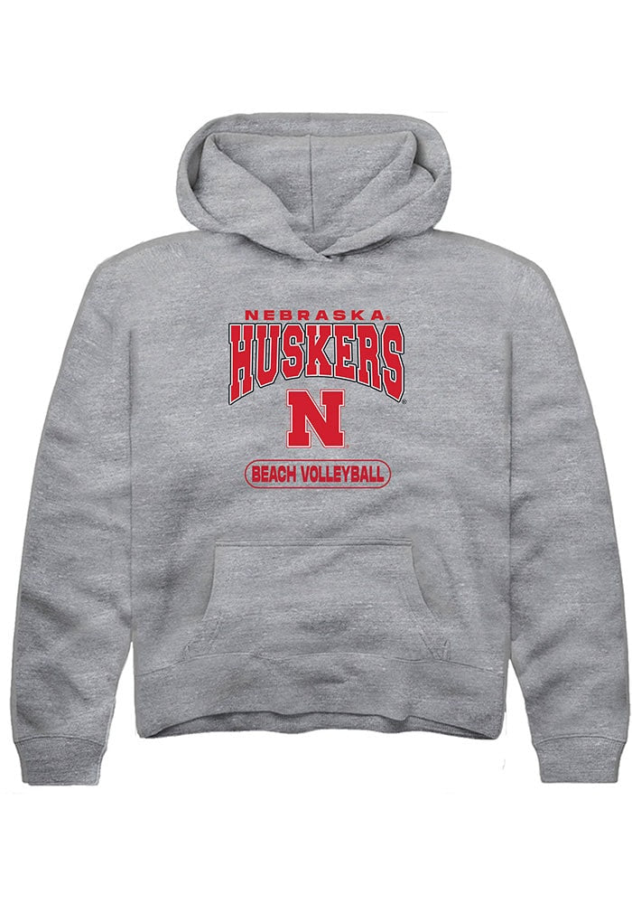Nebraska Cornhuskers Youth Grey Beach Volleyball Long Sleeve Hoodie