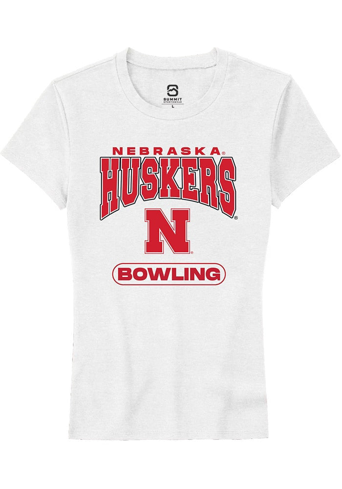 Nebraska Cornhuskers Womens White Bowling Short Sleeve T-Shirt