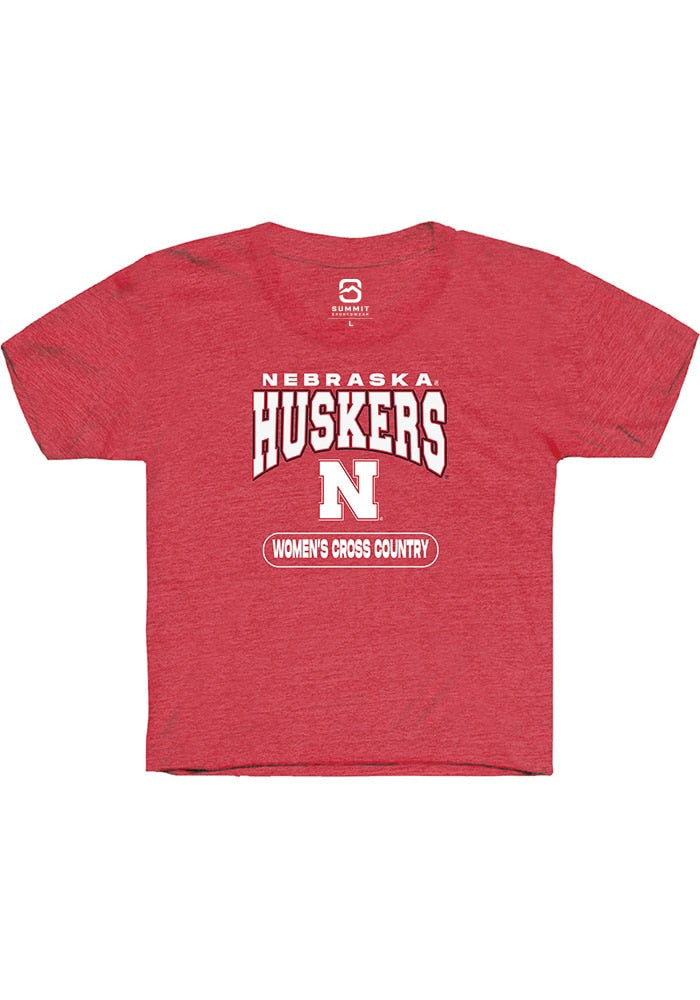 Nebraska Cornhuskers Youth Red Womens Cross Country Short Sleeve T-Shirt