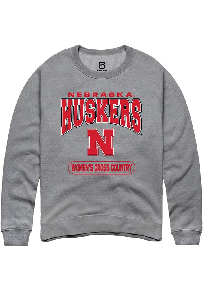 Nebraska Cornhuskers Mens Grey Womens Cross Country Long Sleeve Crew Sweatshirt