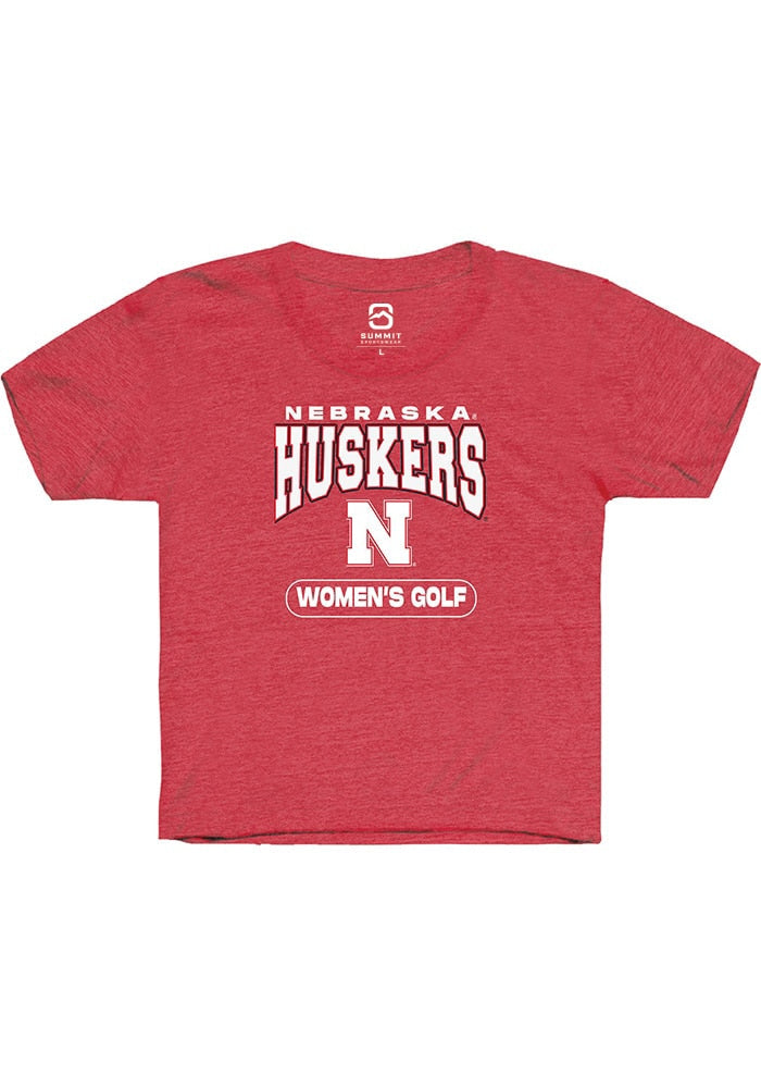 Nebraska Cornhuskers Youth Red Womens Golf Short Sleeve T-Shirt