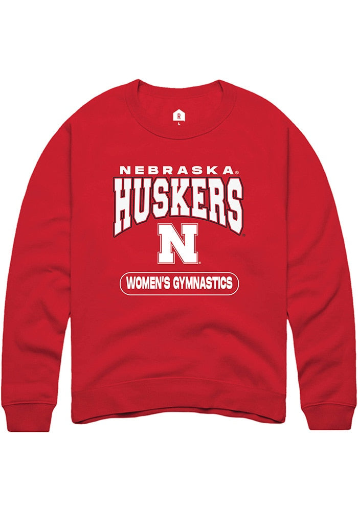 Nebraska Cornhuskers Mens Red Womens Gymnastics Long Sleeve Crew Sweatshirt
