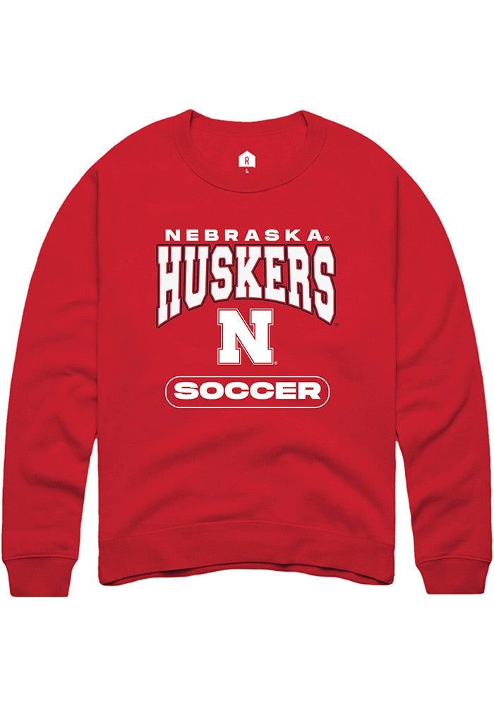 Nebraska Cornhuskers Mens Red Soccer Long Sleeve Crew Sweatshirt