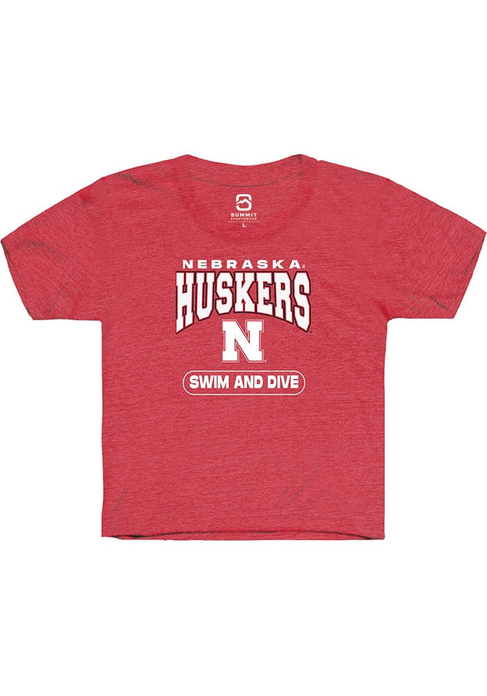 Nebraska Cornhuskers Youth Red Swim and Dive Short Sleeve T-Shirt