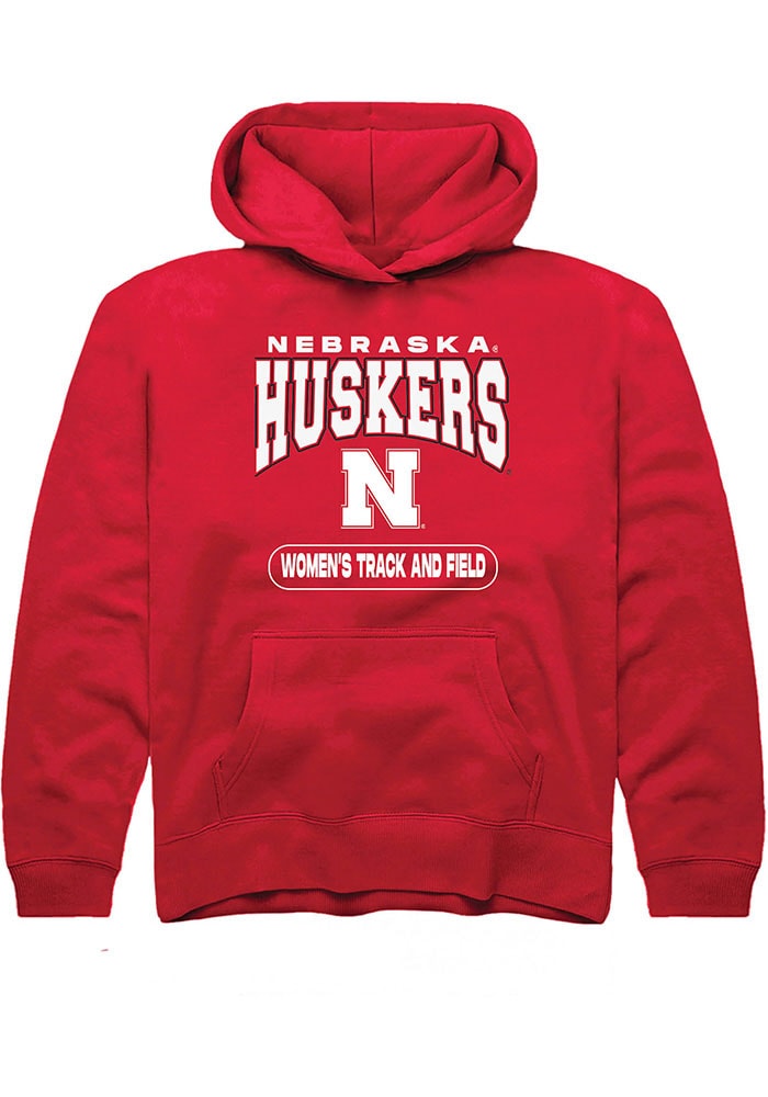 Nebraska Cornhuskers Youth Red Womens Track and Field Long Sleeve Hoodie