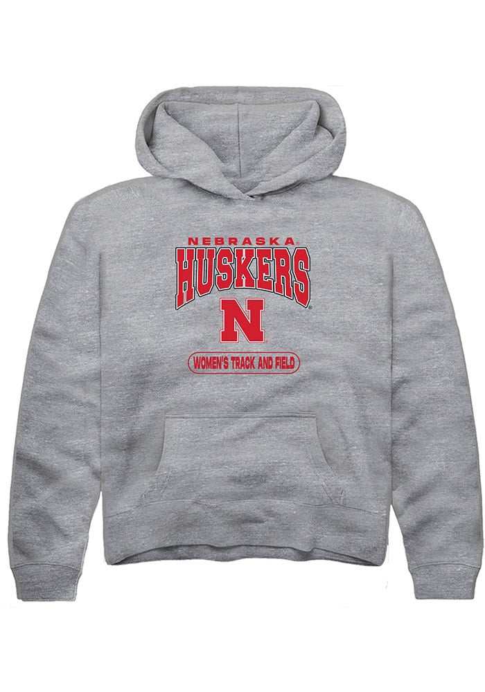 Nebraska Cornhuskers Youth Grey Womens Track and Field Long Sleeve Hoodie