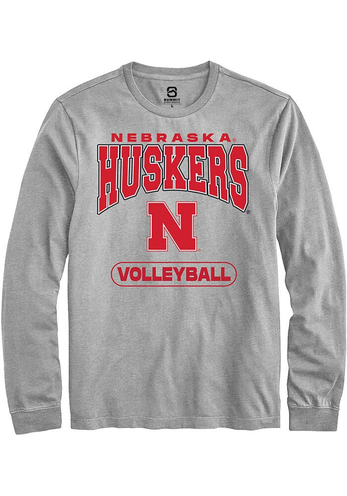 Nebraska Cornhuskers Grey Volleyball Long Sleeve T-Shirt