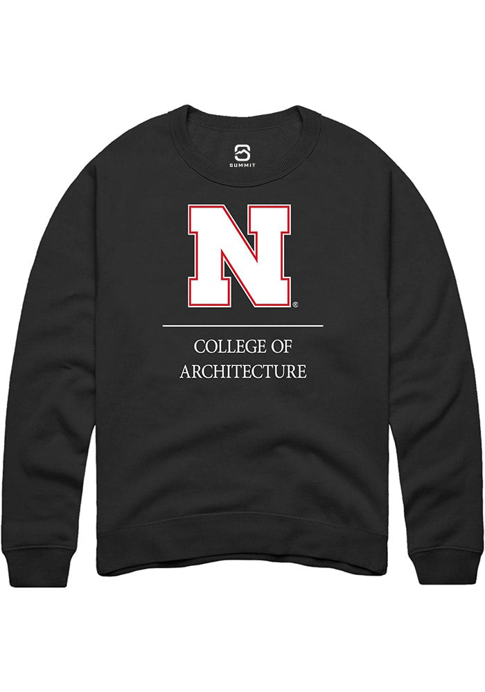 Nebraska Cornhuskers Mens Black College of Architecture Long Sleeve Crew Sweatshirt