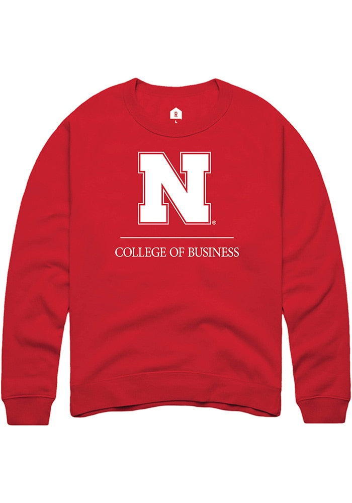 Nebraska Cornhuskers Mens Red College of Business Long Sleeve Crew Sweatshirt