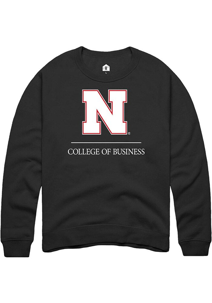 Nebraska Cornhuskers Mens Black College of Business Long Sleeve Crew Sweatshirt