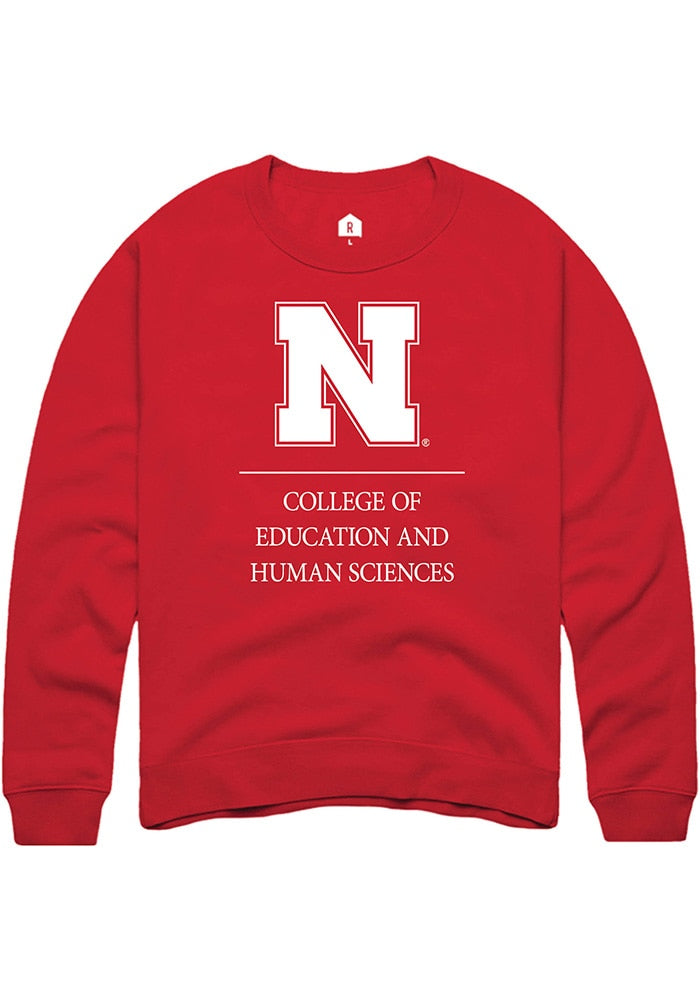 Nebraska Cornhuskers Mens Red College of Education and Human Sciences Long Sleeve Crew Sweatshirt